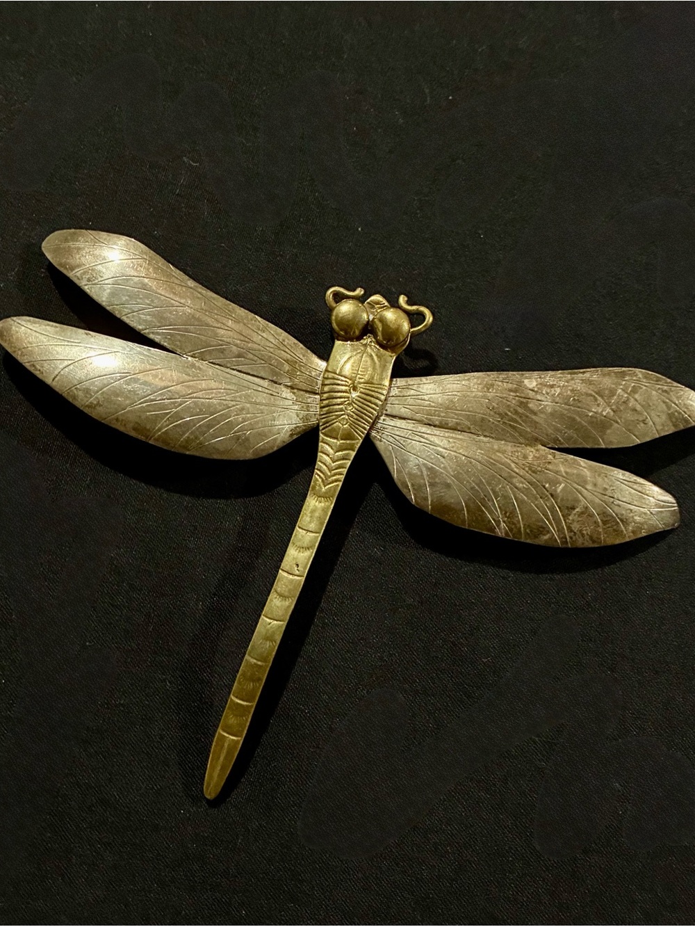 Brass Dragonfly Brooch Signed by Artist Courtney Peterson
